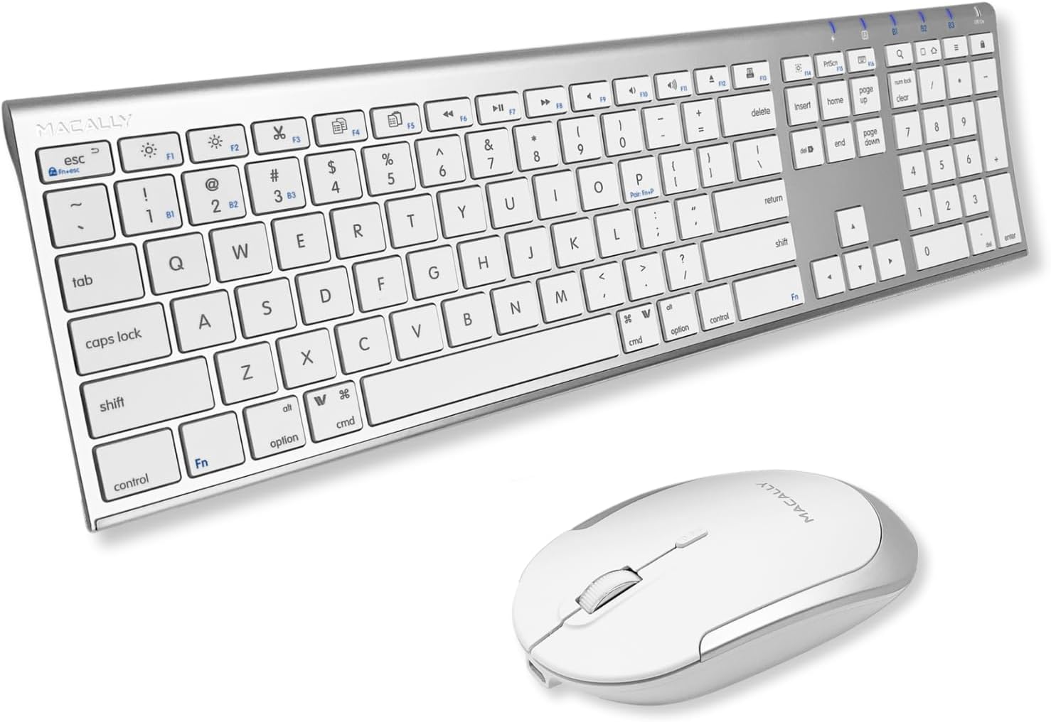 Premium Bluetooth Keyboard and Mouse for Mac | Compatible Wireless Apple Keyboard and Mouse Combo (110 Keys Multi-Device Rechargeable) for MacBook Pro/Air and iMac