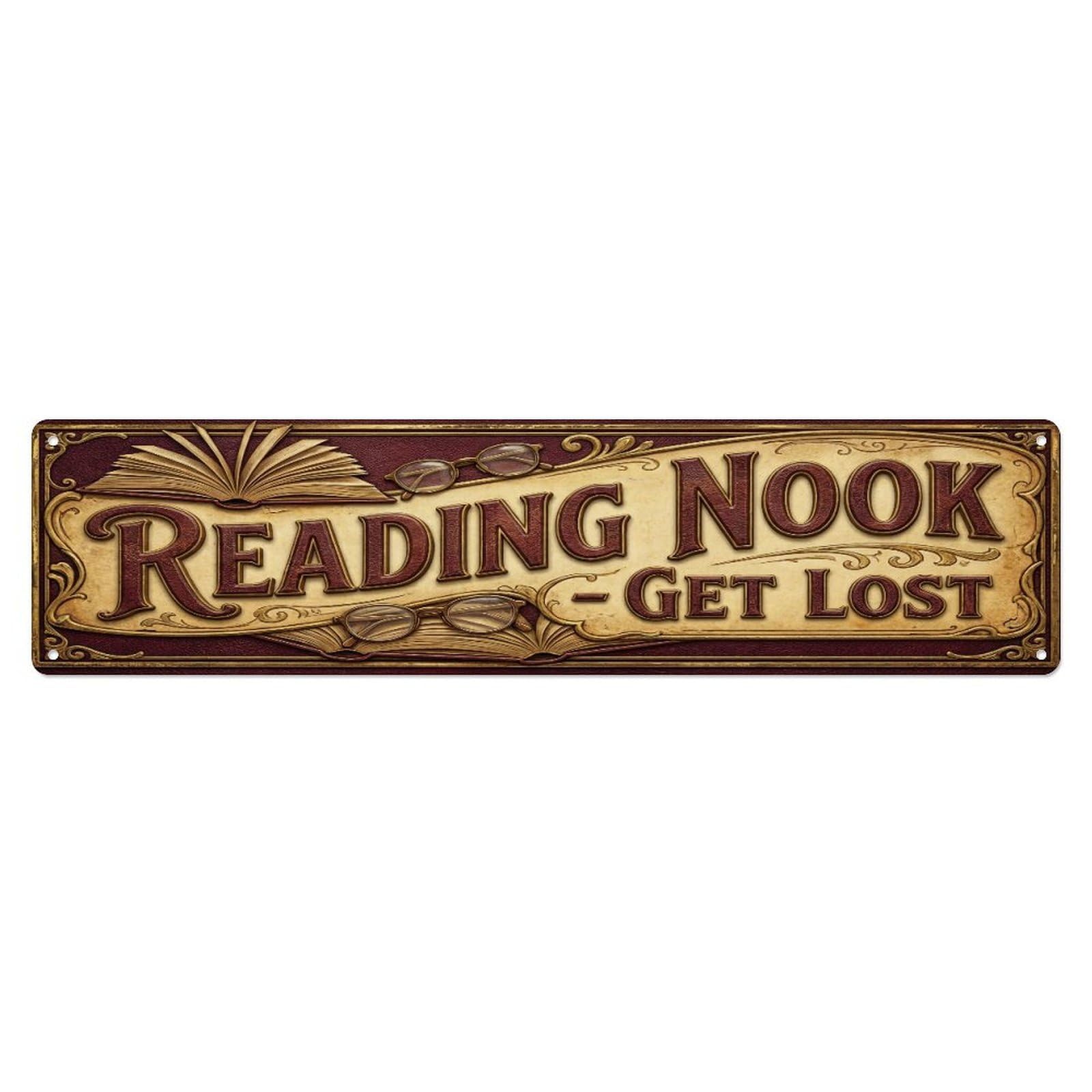 Metal Tin Sign Reading Nook Book Corner