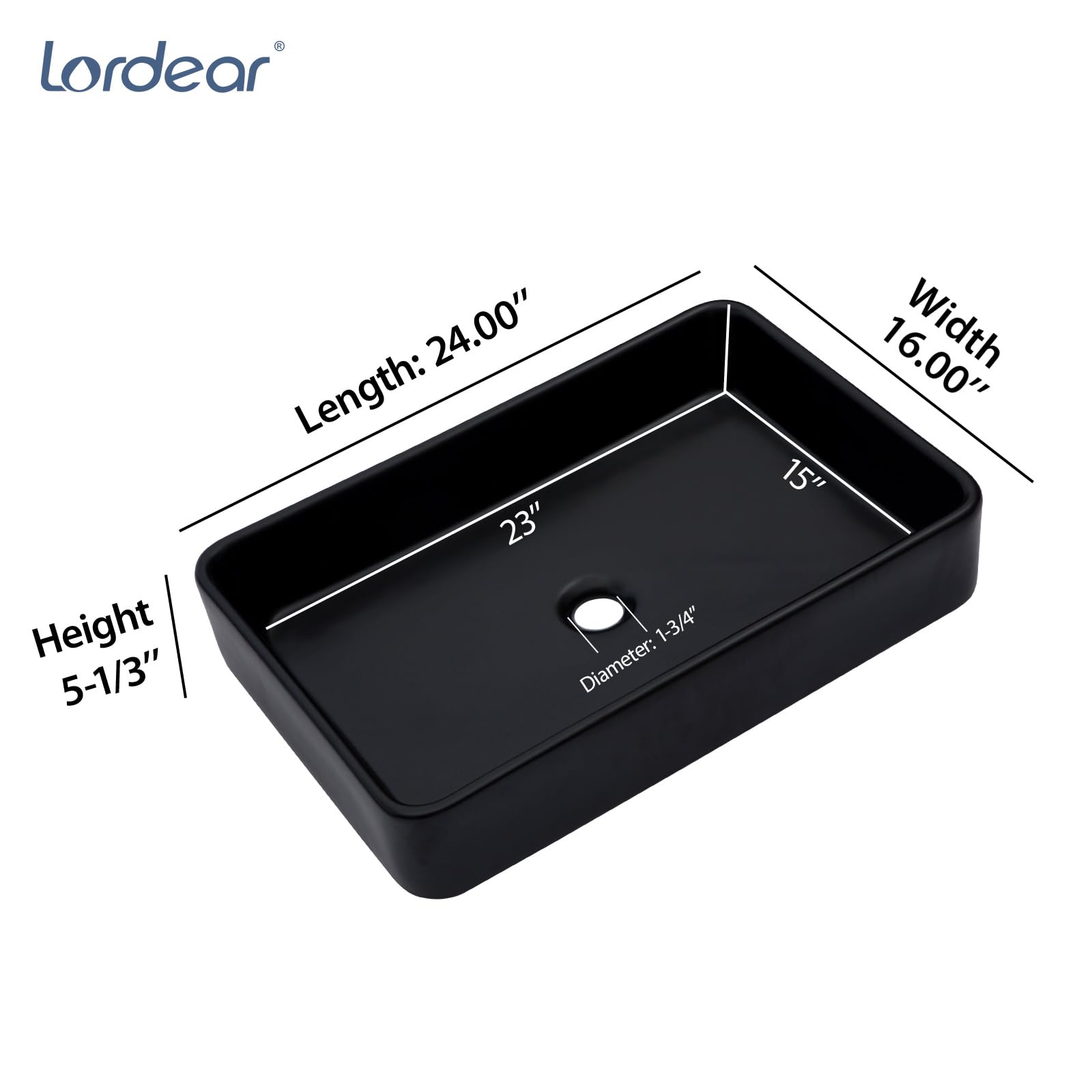 Snapklik.com : Rectangle Black Vessel Sink 24x16