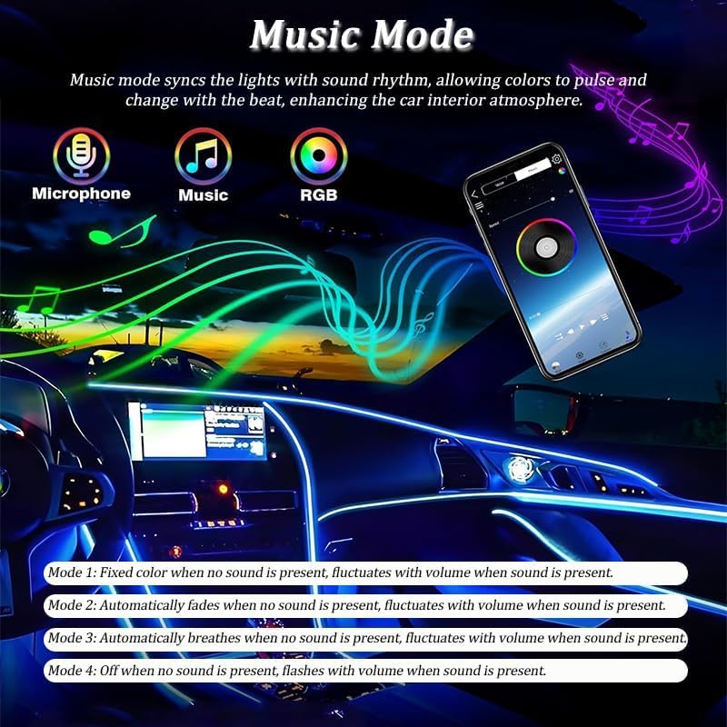 Luces led Coche Interior para Audi RS3 2011–2025 | 8M Multicolor Iluminación Ambiental, Tira de Luces LED para Interior de Coche con Control Remoto