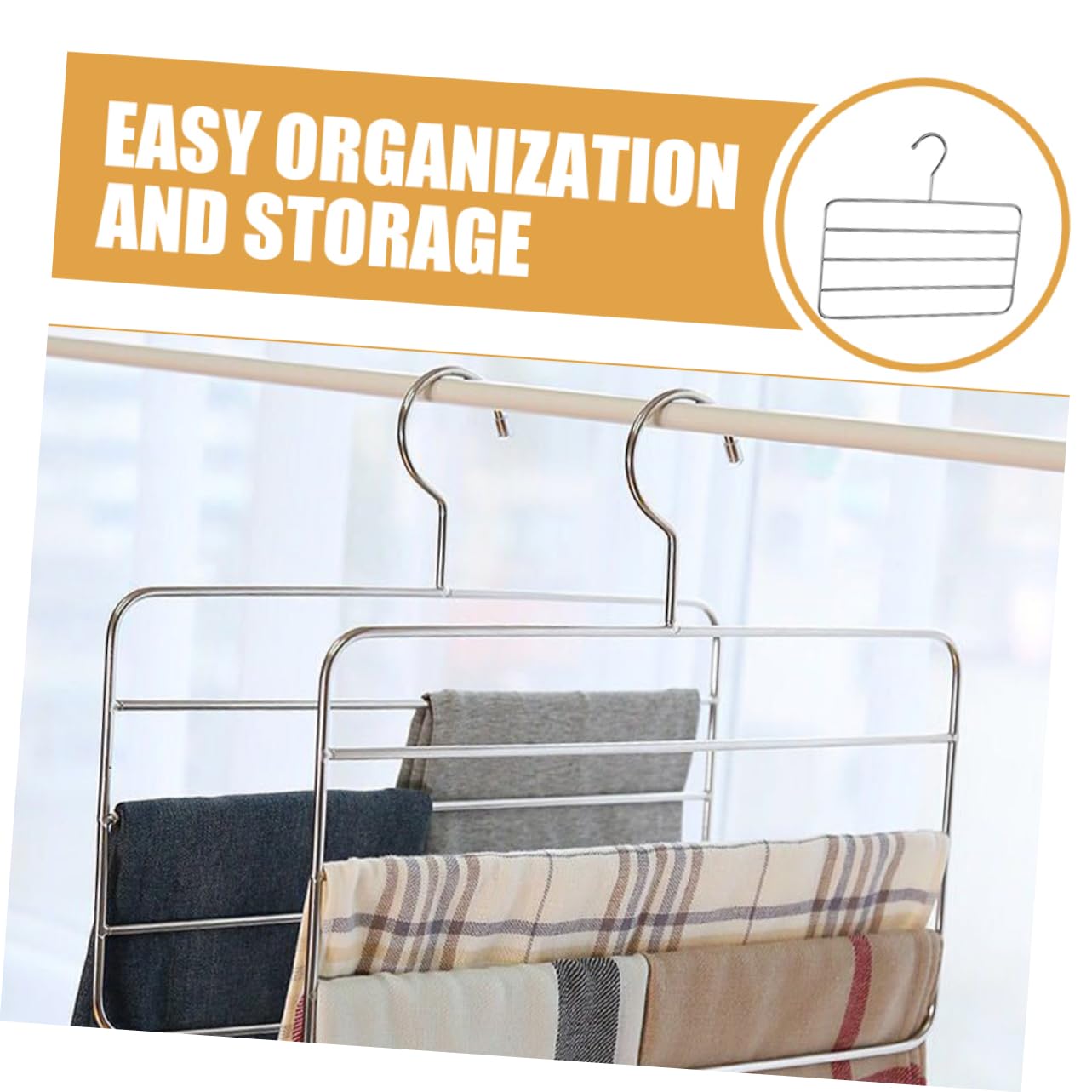 Unomor Pants Hanger Multi Layer Space Saving Rack Stainless Steel Trousers Hanging Organizer for Wardrobe Maximize Storage Capacity with Sleek Minimalist Design Scarf Organizer