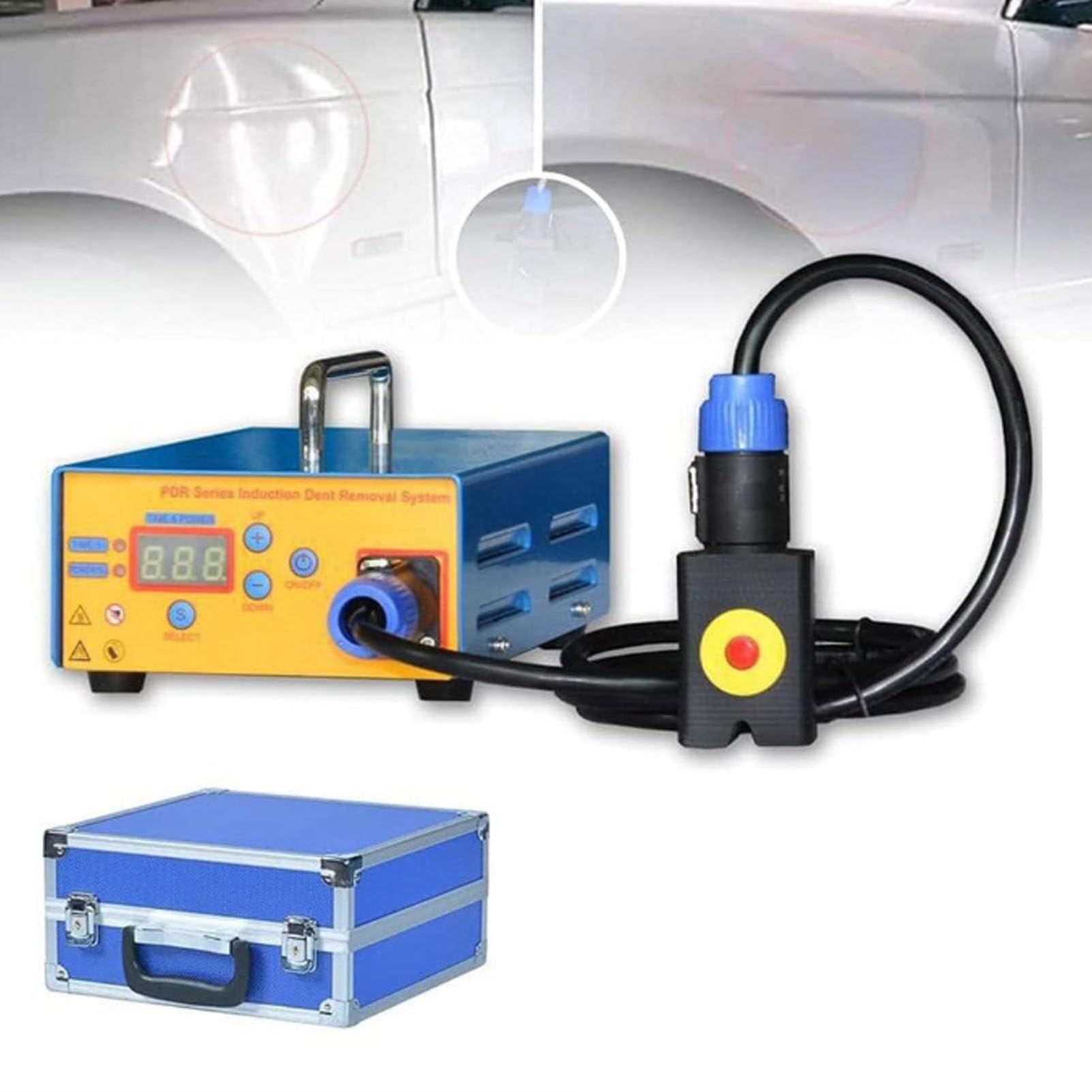 Narzędzie do naprawy wgnieceń indukcyjnych elektromagnetycznych, zestaw do usuwania wgnieceń, automatyczny ściągacz do karoserii z cyfrowym wyświetlaczem, ochrona przed przegrzaniem i walizka