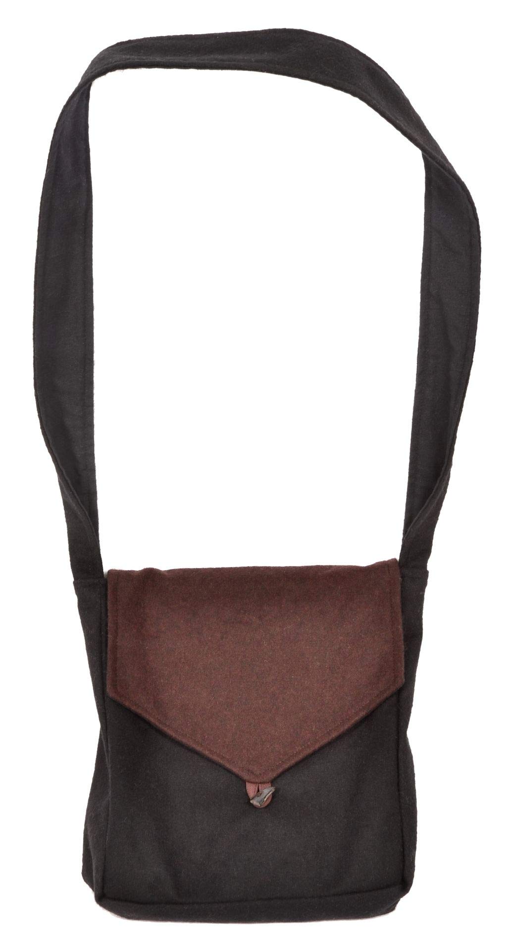Borsa medievale Dwain in feltro di lana nero-rosso, nero-verde, nero-marrone, nero-blu avvolgimento LARP