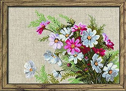 RIOLIS 583 - Cosmos - Counted Cross Stitch Kit 11Â¾" x 8Â¼" Zweigart 15 ct. Flaxen AIDA 16 Colors