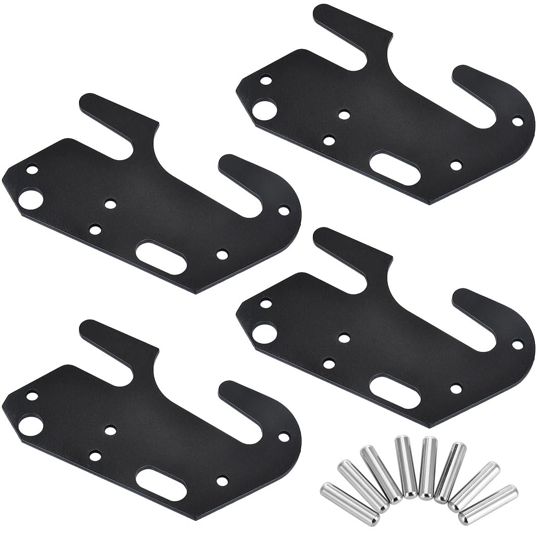 XianYouJiu 4Pcs Universal Steel Bed Support Hook Plates, Black, Painted, Floor Mount