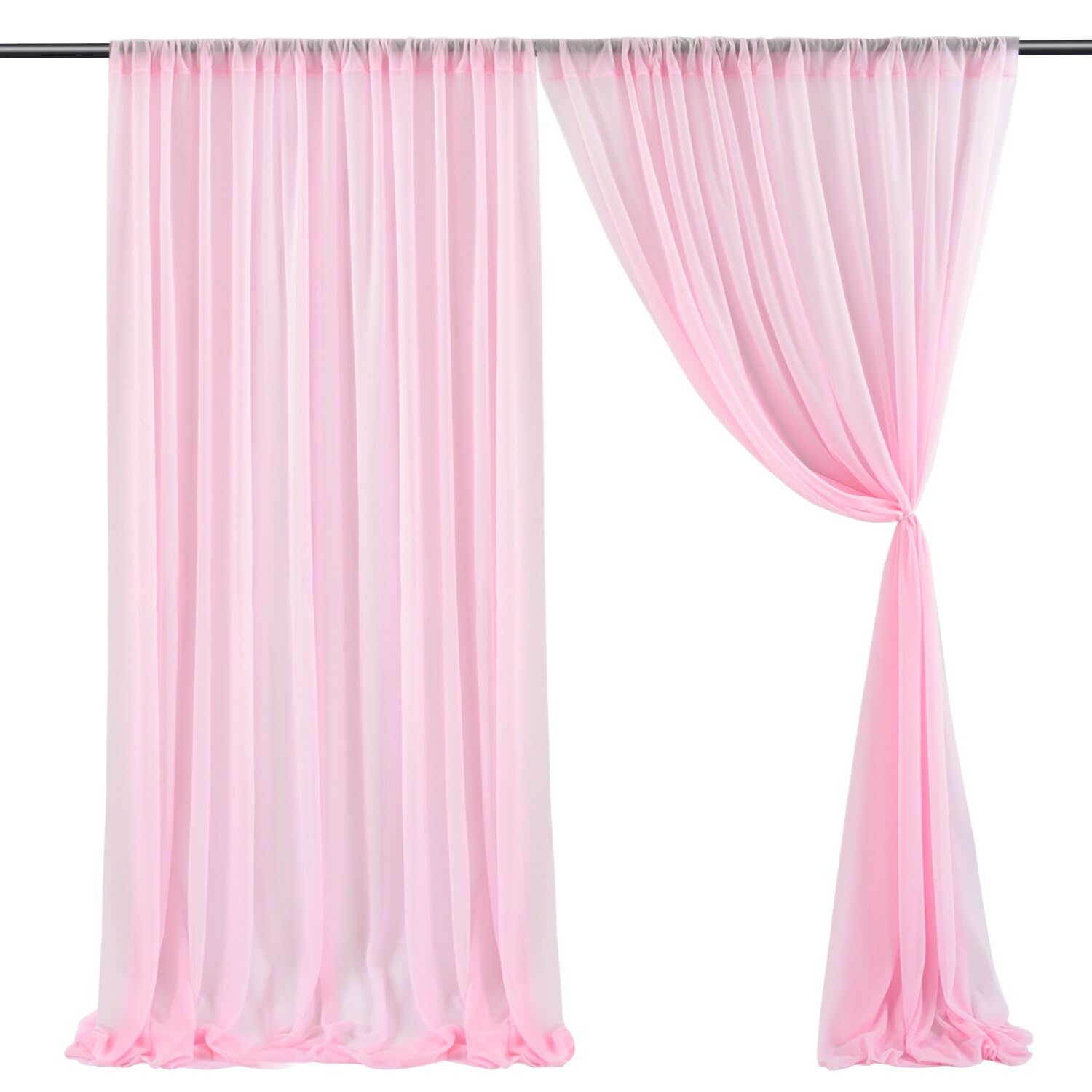 Lot de 2 rideaux de fond en tulle pour photo de mariage, décoration d'arche de mariage, rideau à main levée pour fête, anniversaire, baptême