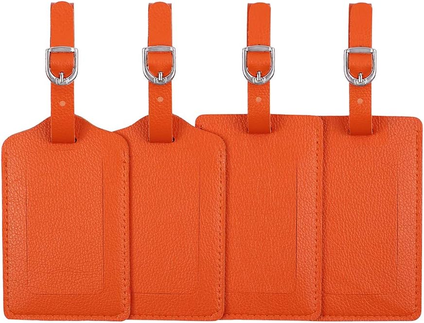 Luggage Tags, Microfiber Leather Personalized Suitcase Tag Set Luggage