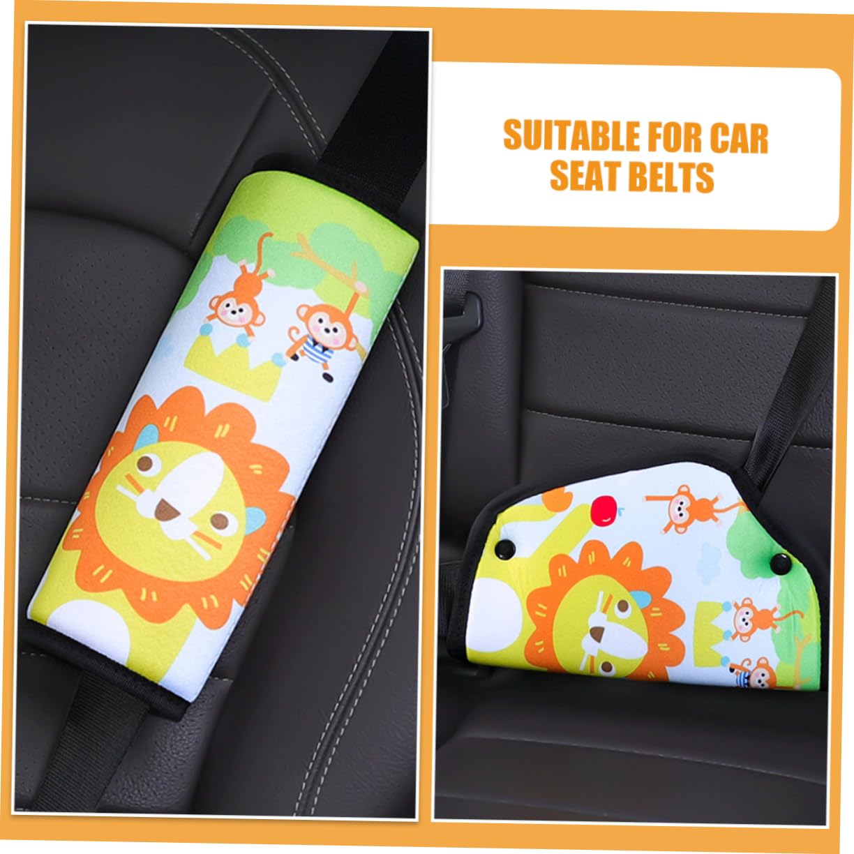 OUNONA 3juegos Almohadillas Ajustables Para Protector De Cuello y Diseño De Animales Soporte De Seguridad Para Coche Previene Rozaduras y Disconfort