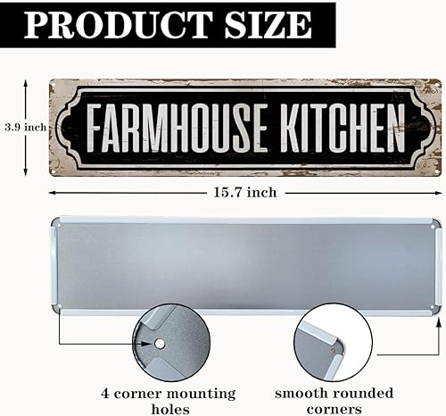 Miniatura 2 de Letrero de cocina de granja, letreros de metal oxidado de 15.8 x 4 pulgadas, letreros de metal rústico de alta calidad, decoración de pared de