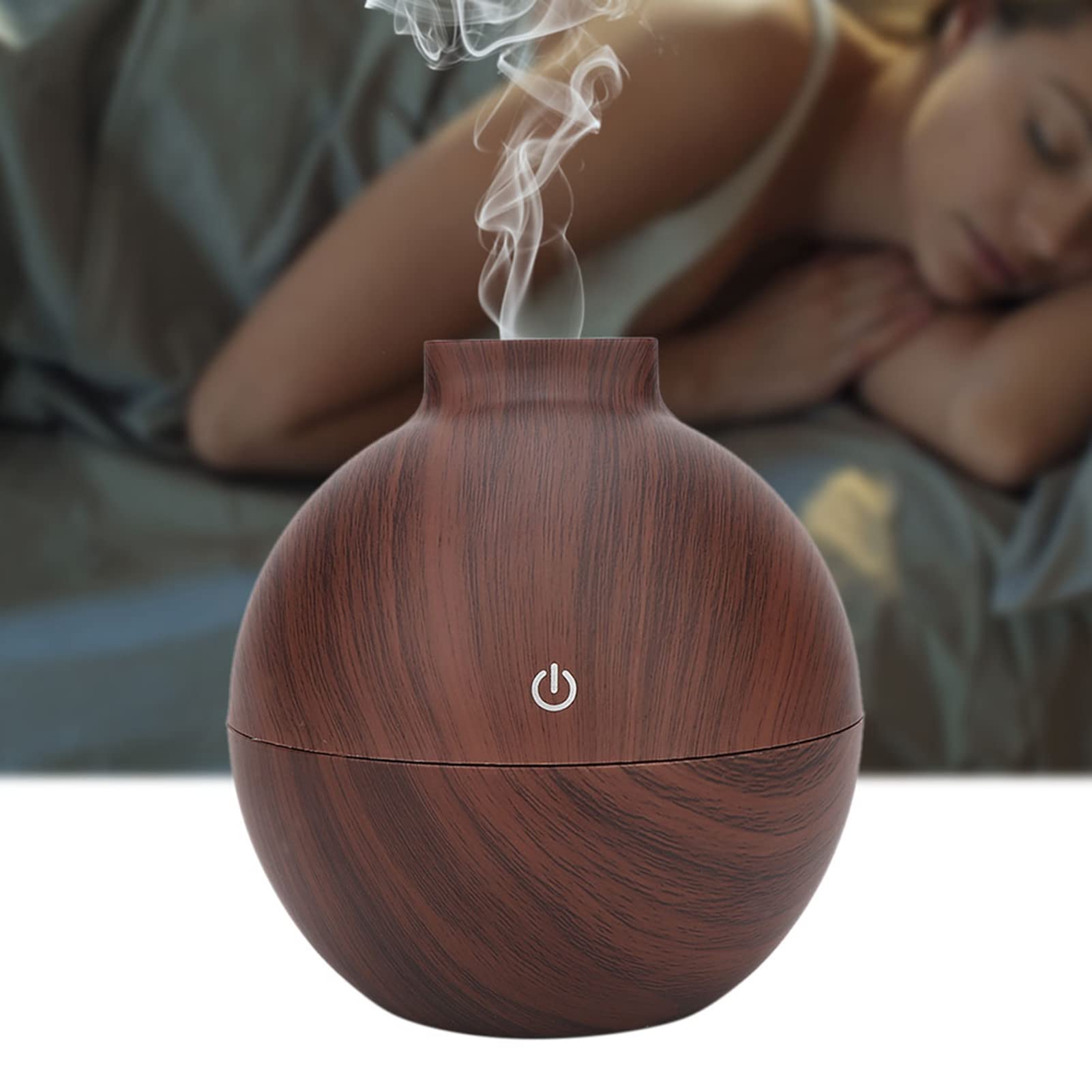 Humidifier 130ml USB LED Mini Essential Oil Diffuser Office Desktop Humidifier Dark Wood Grain