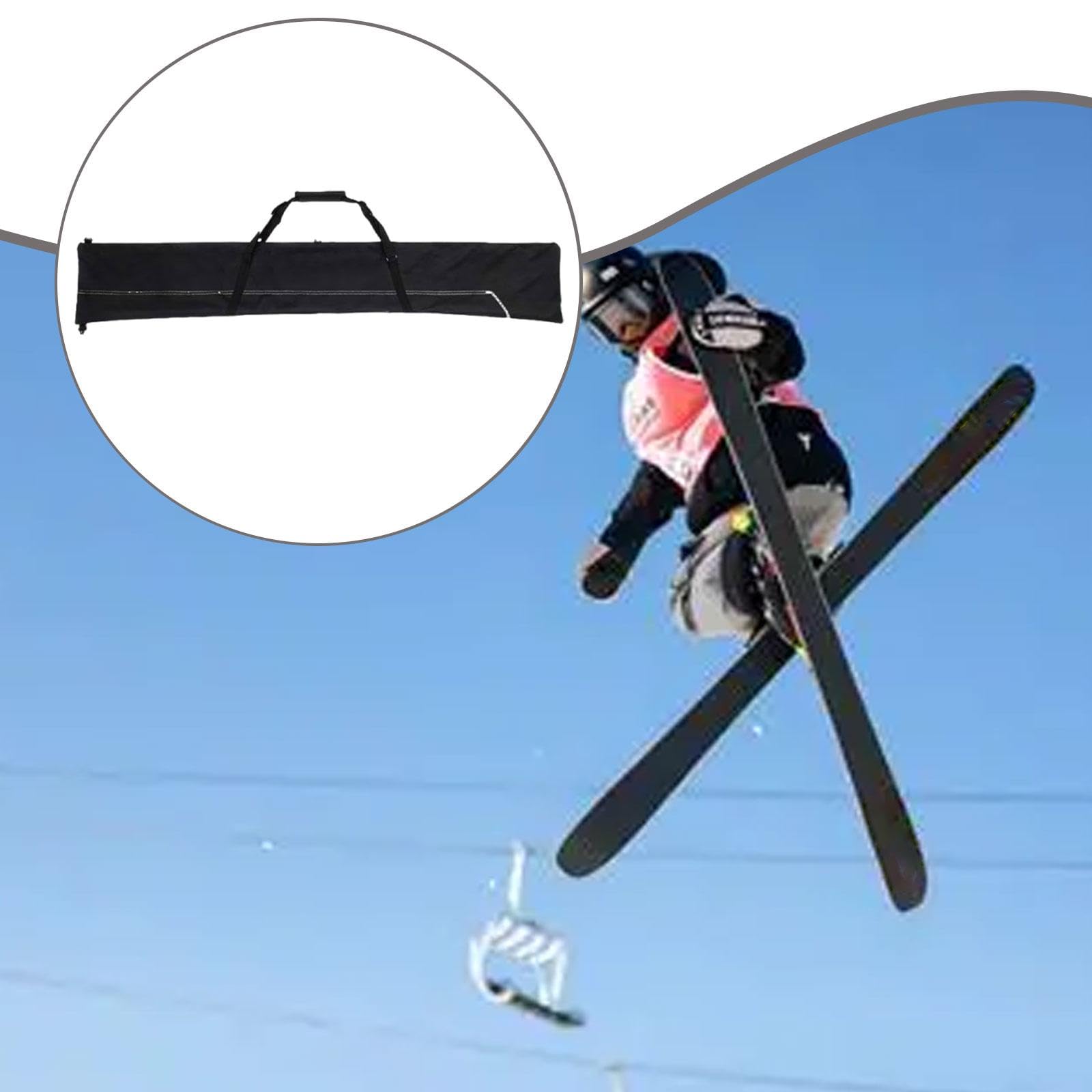 Housse à Skis Imperméable Tissu Oxford, Convient jusqu'à 200 cm (79 in), Compartiment pour Chaussures, Rangement Transport Snowboard Noir