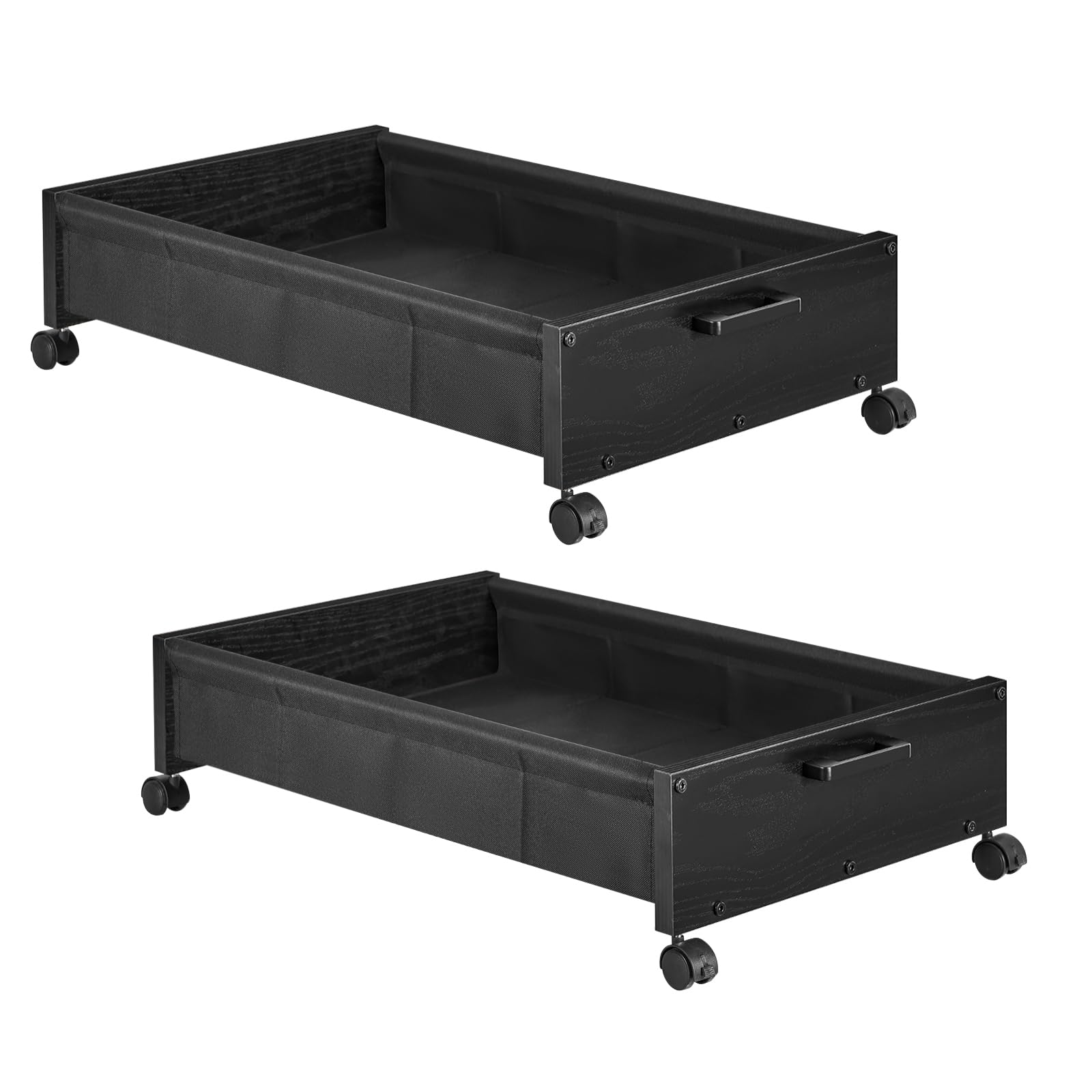 FOUCSSOMEI Under Bed Storage with Wheels, Wooden Under Bed Drawers, 30L