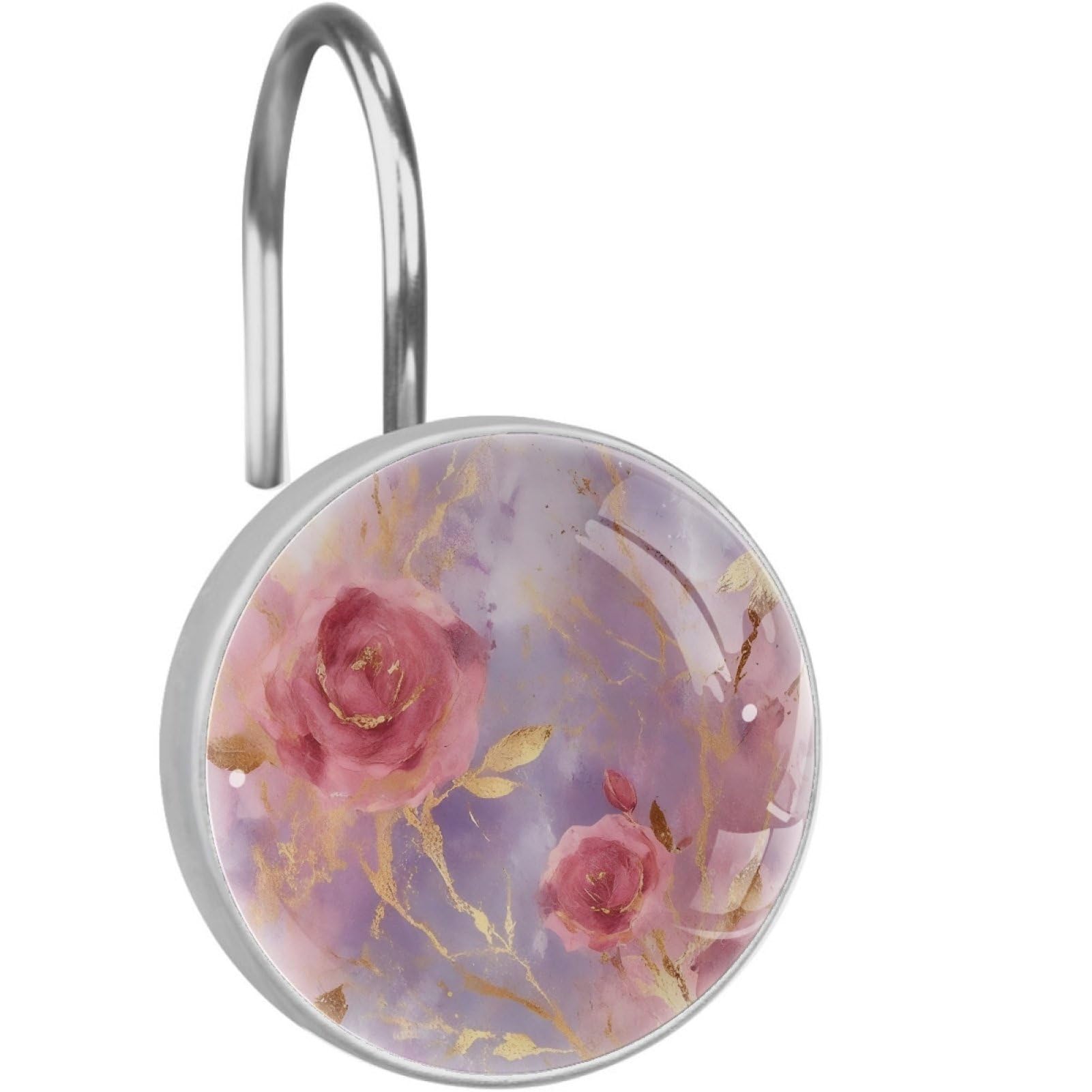 VAPOKF Decorative Shower Curtain Hook: Rose Marble Texture Rustproof Stainless Steel Shower Curtain Ring for Bathroom - Shower Curtain Hook & Hangers - Set of 12