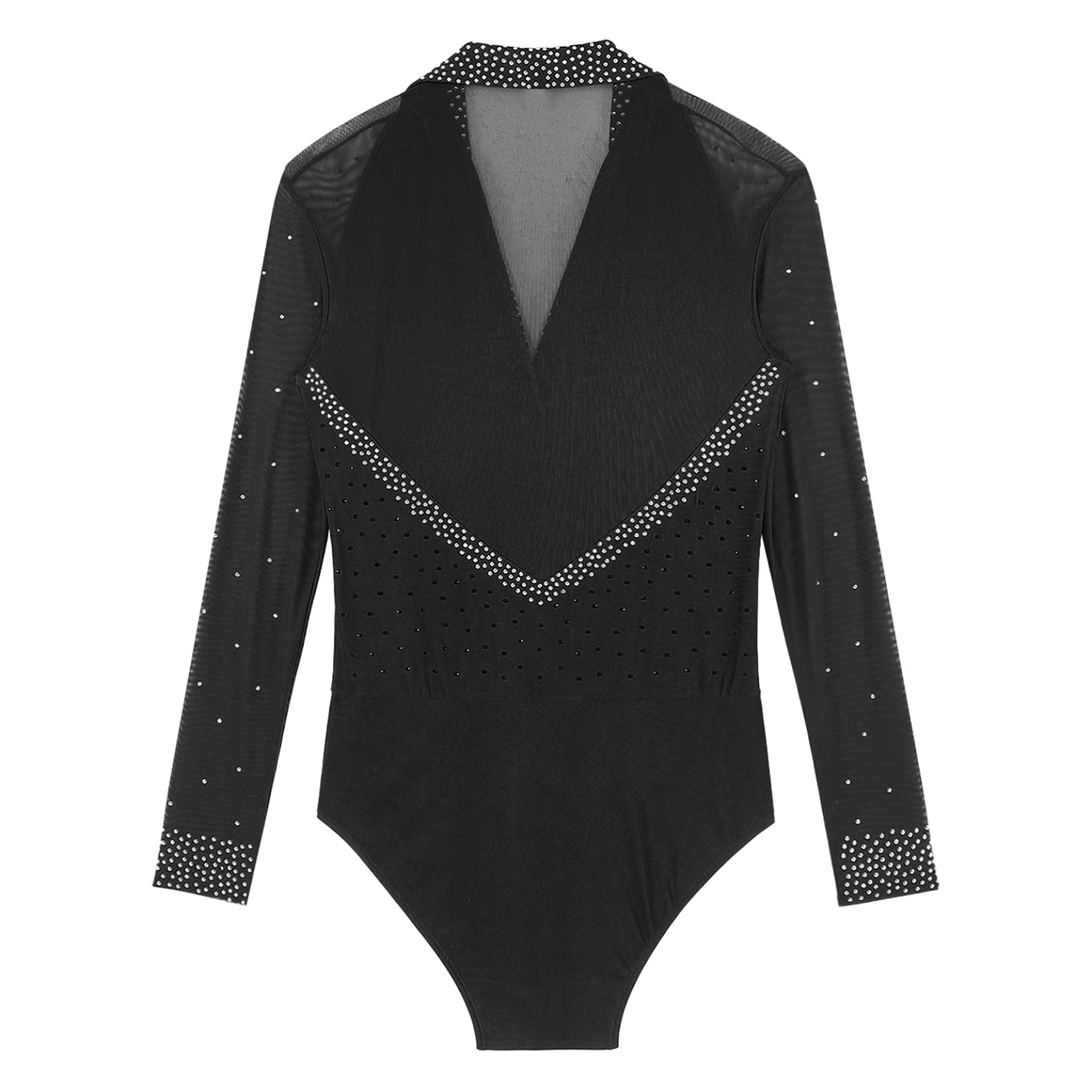 inlzdz Herren Tanzbody Tanzhemd Langarm Hemdbody Glitzer mit Schlaghose Tanzhose Männer Latein Tango Standard Dance Outfit