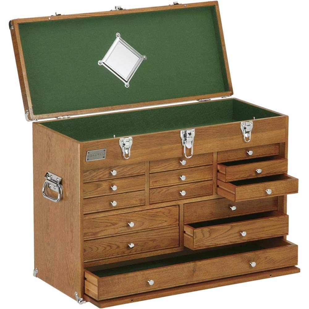 Grizzly H8266 Machinist's 14 Drawer Oak Chest