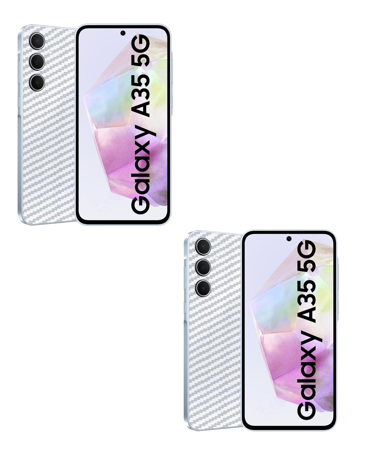 (Pack of 2) Compatible with Samsung Galaxy A35 5G Skin Sticker/Vinyl wrap/Protective Film Mobile Back Skin Carbon Fiber 3D Transparent by Candeal Mizhan(Only Back)-image-15