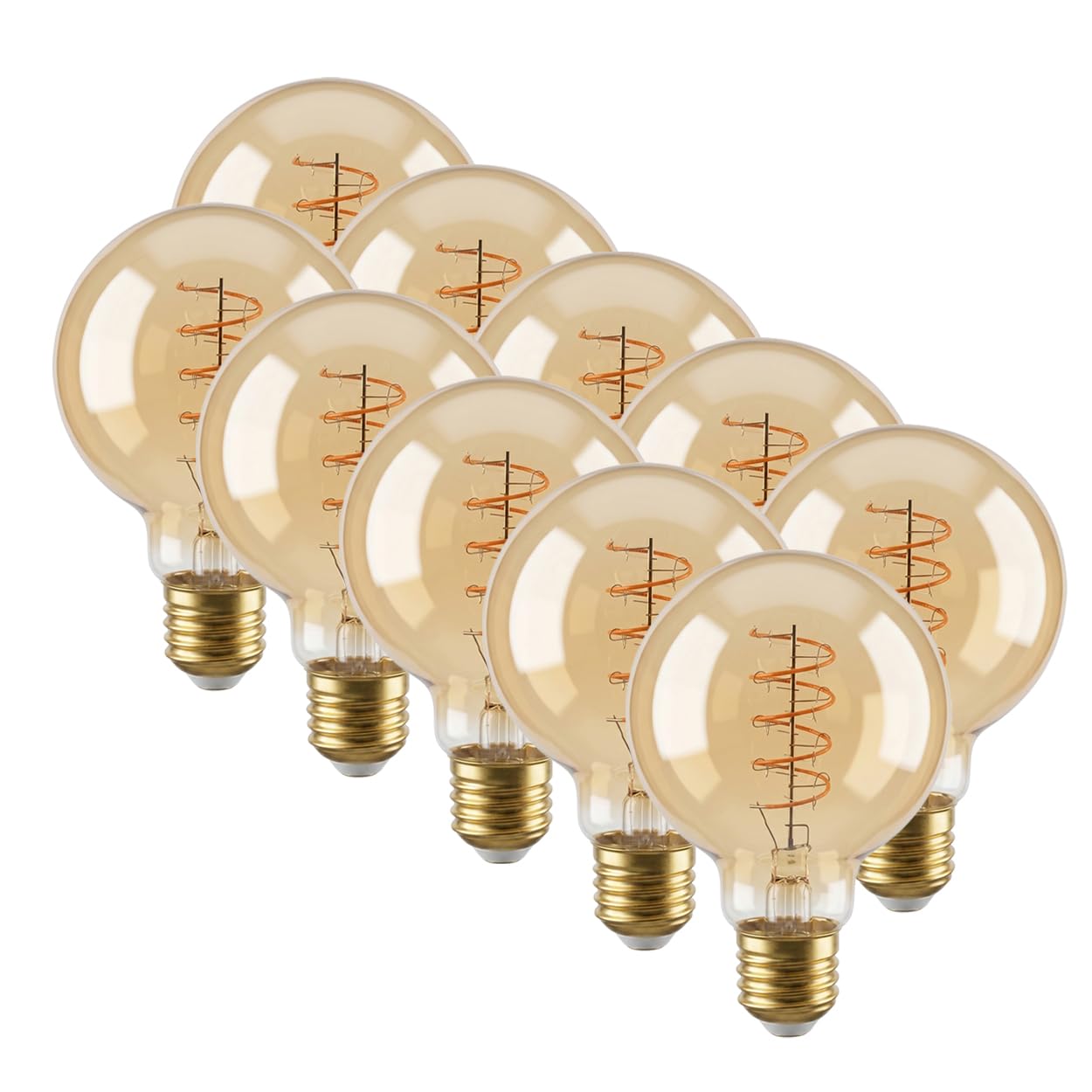 Hofstein E27 LED Warmweiss Vintage Glühbirne E27 6 Watt 2200 K 400 Lumen dimmbares dekoratives Leuchtmittel mit gedrehtem Filament Bernstein Optik für Stimmungsvolle Beleuchtung, 10er Set, G80
