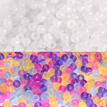 Miraclekoo UV Beads Scientific Multi Color Changing Bead UV Reactive Plastic Luminous Pony Beads,Fun for Jewelry/Bracelets Making,1000 Pcs