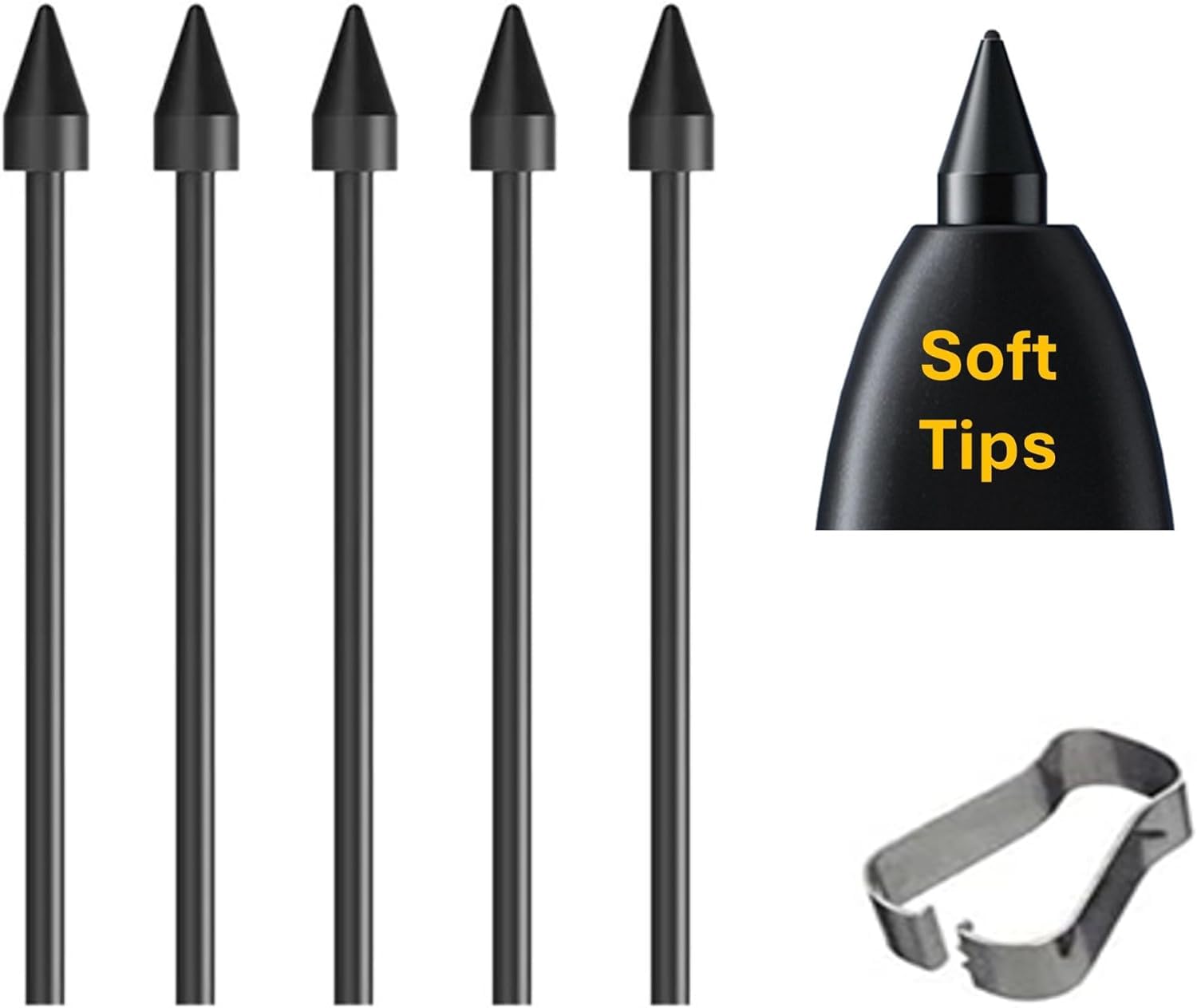 YJSK 【5Pack Soft Tips】 OEM Tab S7/S8/S9 S Pen Tips,Nibs Replacement for  Galaxy Tab S6 Lite,S7/S7FE,S8/S8+,S9/S9 FE All Verison Stylus S Pen - Main Image