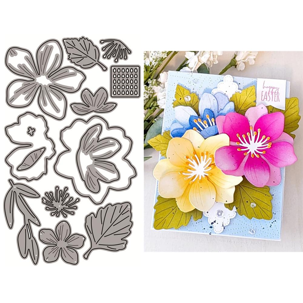 Splicing Flowers Die Cuts for Card Making, Leaves Plants Metal Cutting Dies for Paper Scrapbooking, DIY Stencils for Album Party Wedding Festivals Decoration — image 1