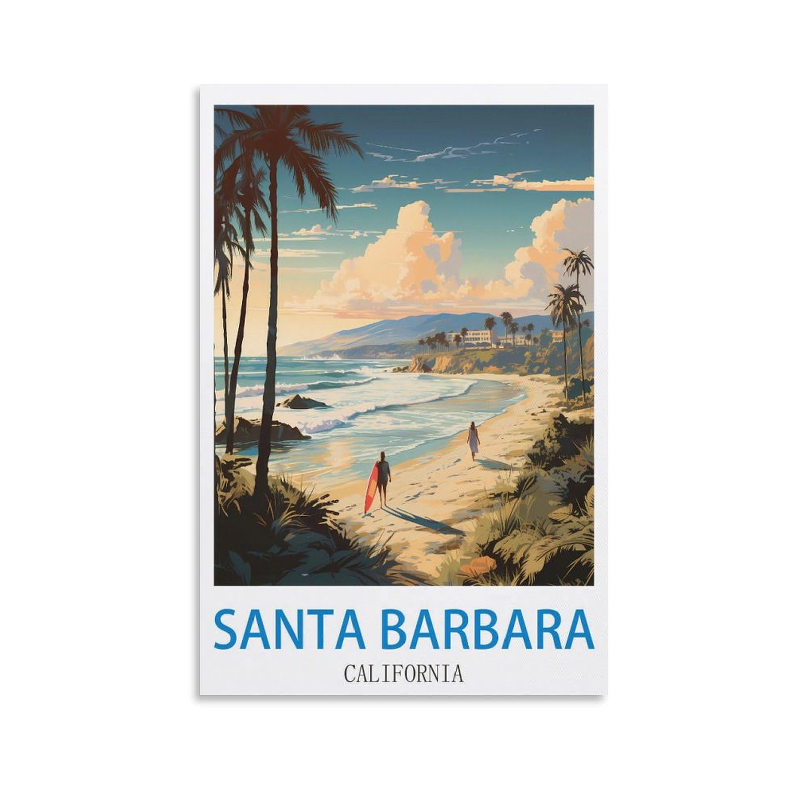 EZMLFA 5D Diamond Painting Kits for Adults,Santa Barbara California Surf Diamond Art Kits for Beginners,Full Drill Diamonds Gem Art for Home Wall Decor Gift 40x40cm