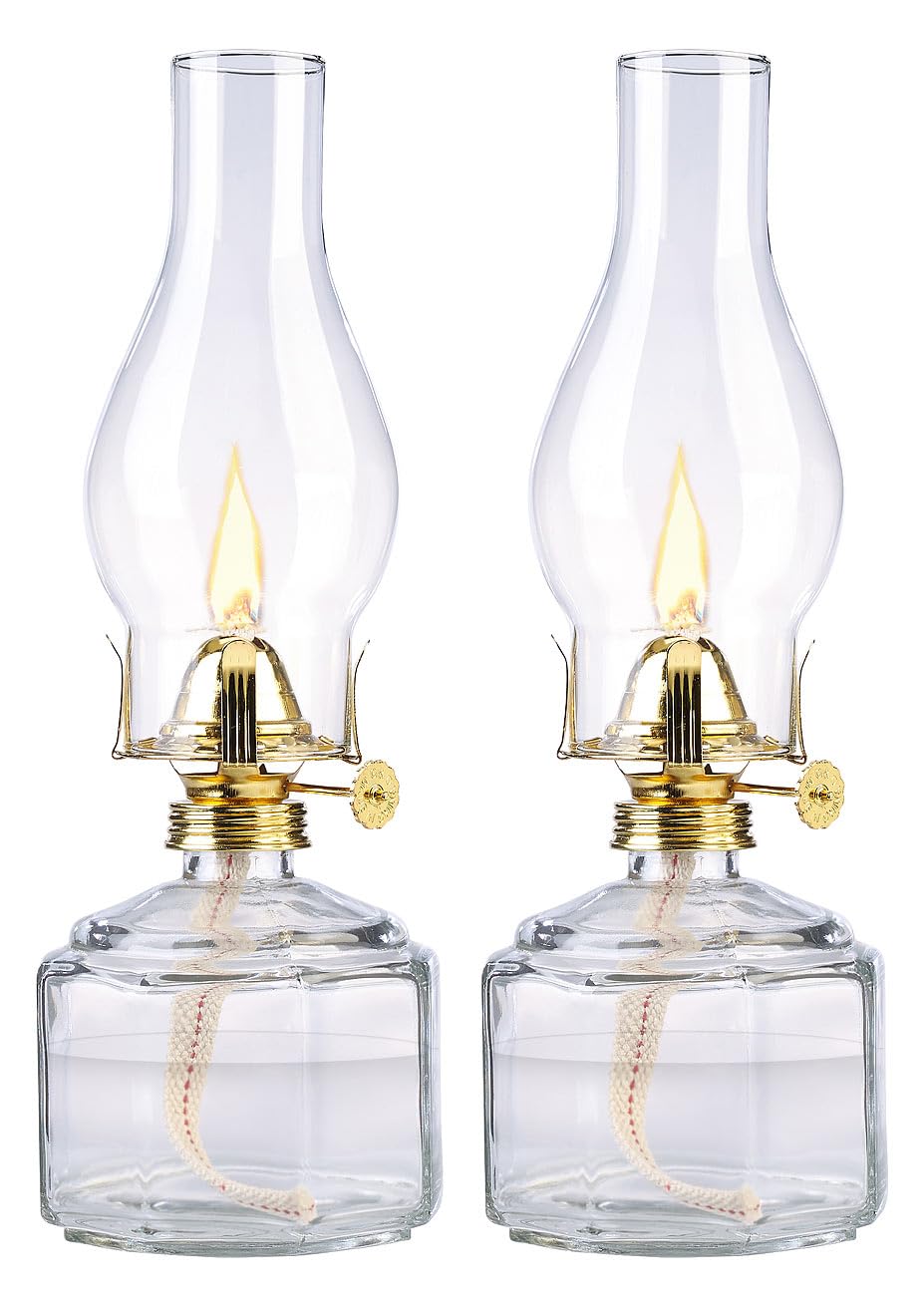 2 lampes à pétrole tempêtes rétro - 28 cm [Lunartec]