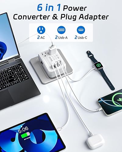 Miniatura 2 de DOACE Convertidor de 220 V a 110 V - Convertidor de voltaje inalámbrico de 350 W de EE. UU. a Europa, adaptador de corriente combinado con carga USB