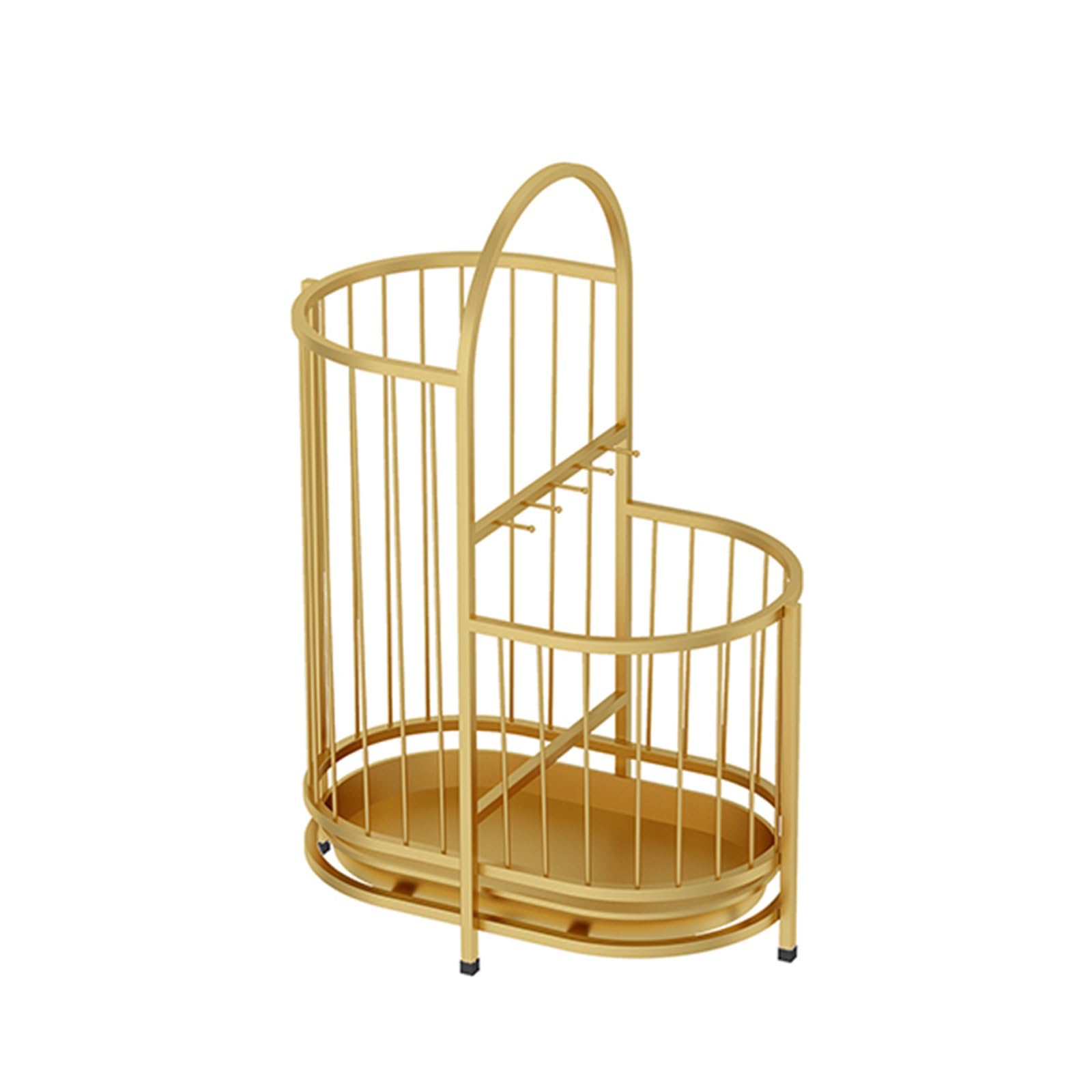 HYLYGFH Metal Freestanding Umbrella Stand with Drip Tray and Hook Round Design (Gold 32cm)