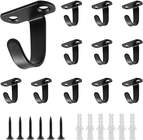 Miniatura 7 de 12 ganchos de techo de acero inoxidable para colocar debajo del estante para toallas, ganchos resistentes para cocina, armario, armario, baño (negro