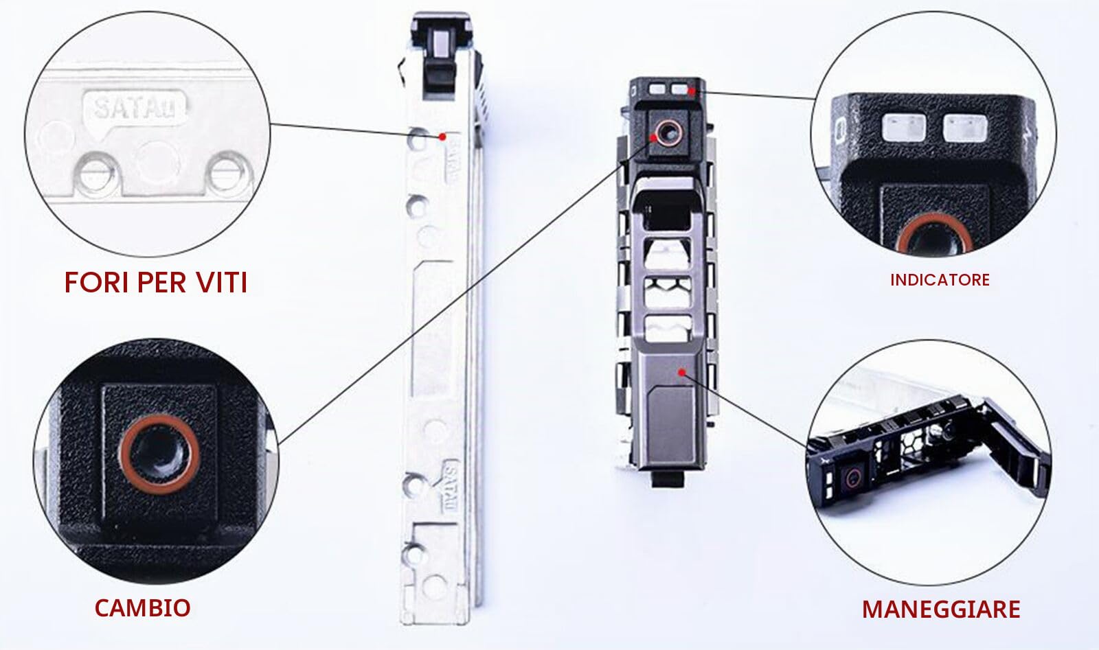 DXD9H Confezione da 3 contenitori per disco rigido SATA da 2,5" per server Dell PowerEdge R440 R640 R6415 R740 R740xd R7415 R7425 R840 R940xa XC640-10 XC5420-6 XC740 Xd-24 XC940-24 C6420