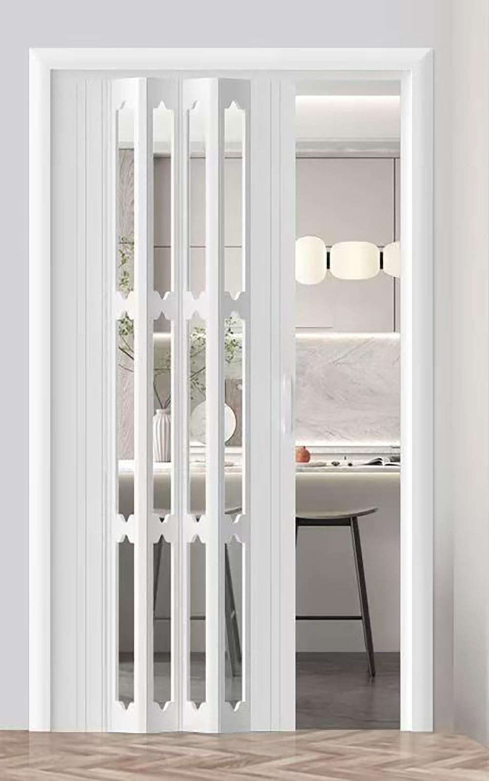 Portail Coulissant Intérieur Pliable 80in, Porte Accordéon Interieur, Porte coulissante à soufflet, Porte de Salle de Bain de Chambre à Coucher, pour salle de bain, chambre, buanderie, cuisine