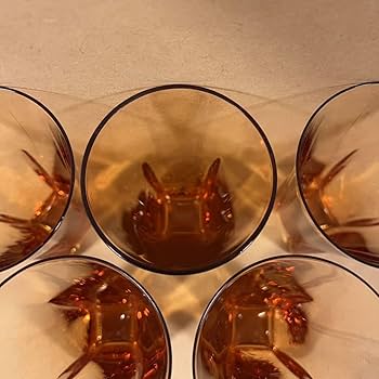 Amazon | セミクリスタルグラス 5客 ギヤマン 茶色 コップ