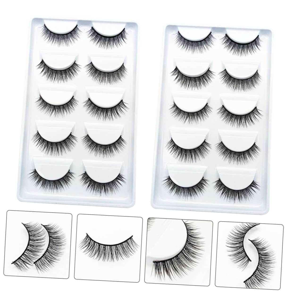 Mikinona 10 Paires Faux Cils Naturels et Réalistes en Fibre Chimique pour Maquillage Quotidien Extension de Cils Individuels pour Beauté des Yeux