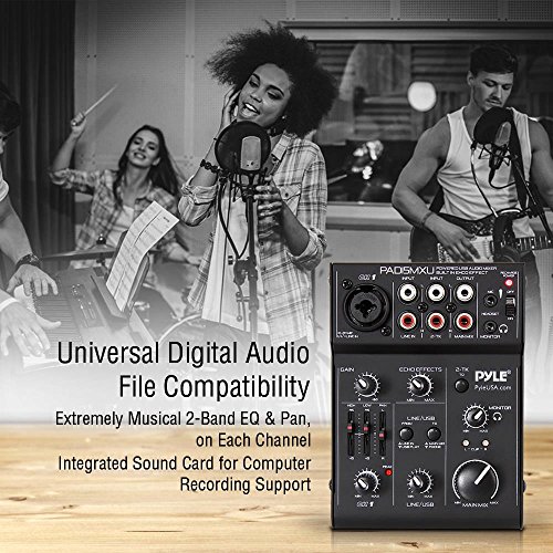 Pyle Usb Audio Mixer Dj Controller - 3 Channel Usb Mixer Sound Audio Recording Interface With Xlr And 3.5 Mm Microphone Jack-Pad15Mxu #TOP3