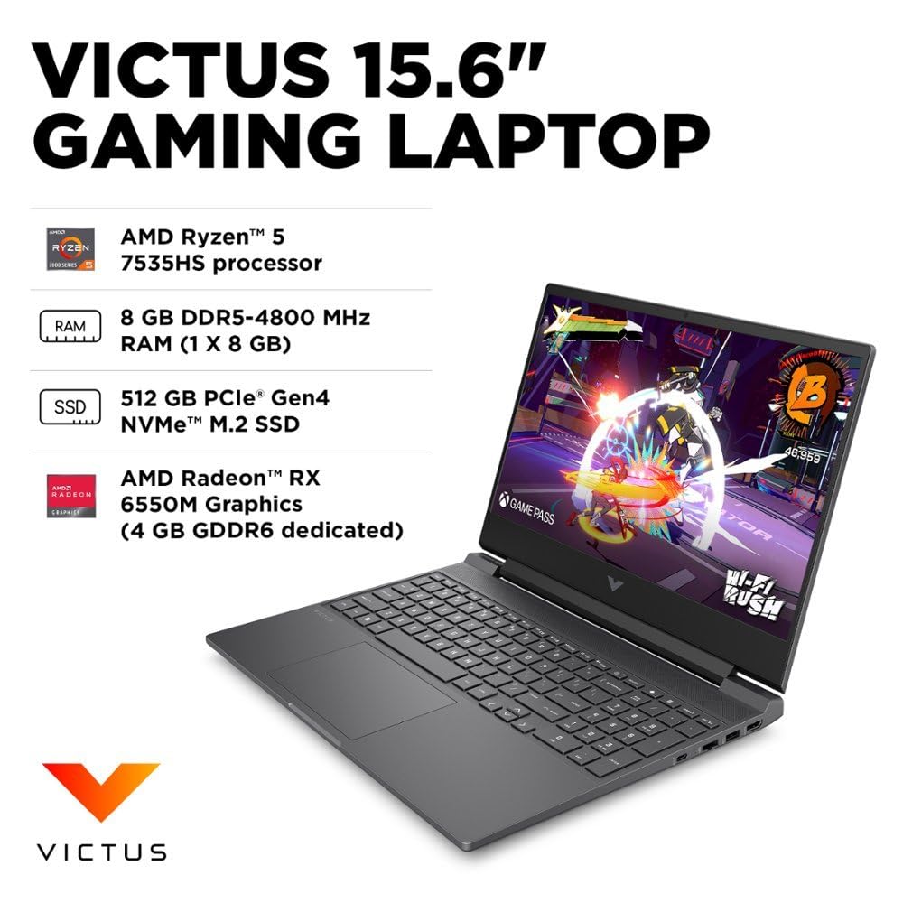 Powerful AMD Ryzen 5 gaming laptop with 144Hz display.