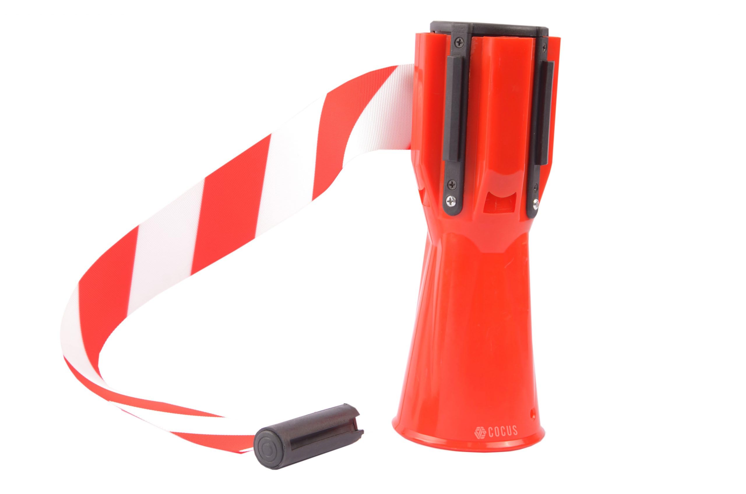 Cocus Red/White Retractable Traffic Barrier Cone Topper 3M Chevron Safety Warning Tape Portable Easy Mount For Pedestrian And Traffic Control