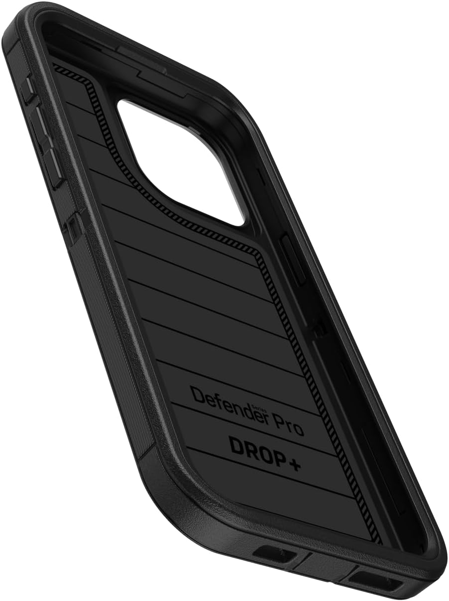 OtterBox iPhone 15 Pro MAX (Only) Defender Series Pro Case - Black, Screenless, Rugged & Durable, with Port Protection, Includes Holster Clip Kickstand
