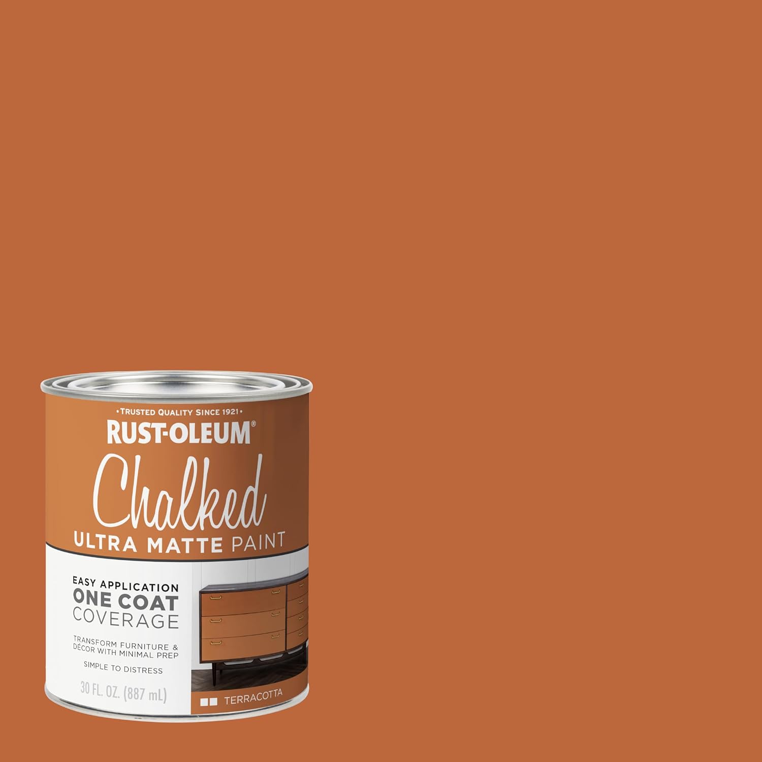 Rust-Oleum Terracotta Chalked All-in-One Ultra Matte Paint | One Coat Coverage | No Primer, Sanding, Or Topcoat Needed | Easy Clean Up | Made in USA | 30 OZ