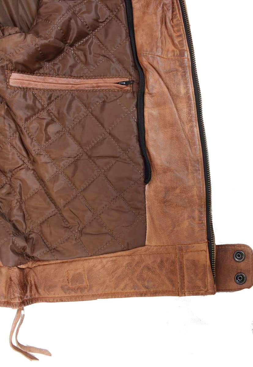 EURO STARS Damen Motorrad & Freizeit Lamm Leder Jacke Braun mit Kapuze, Biker Ladies Leather jacket brown