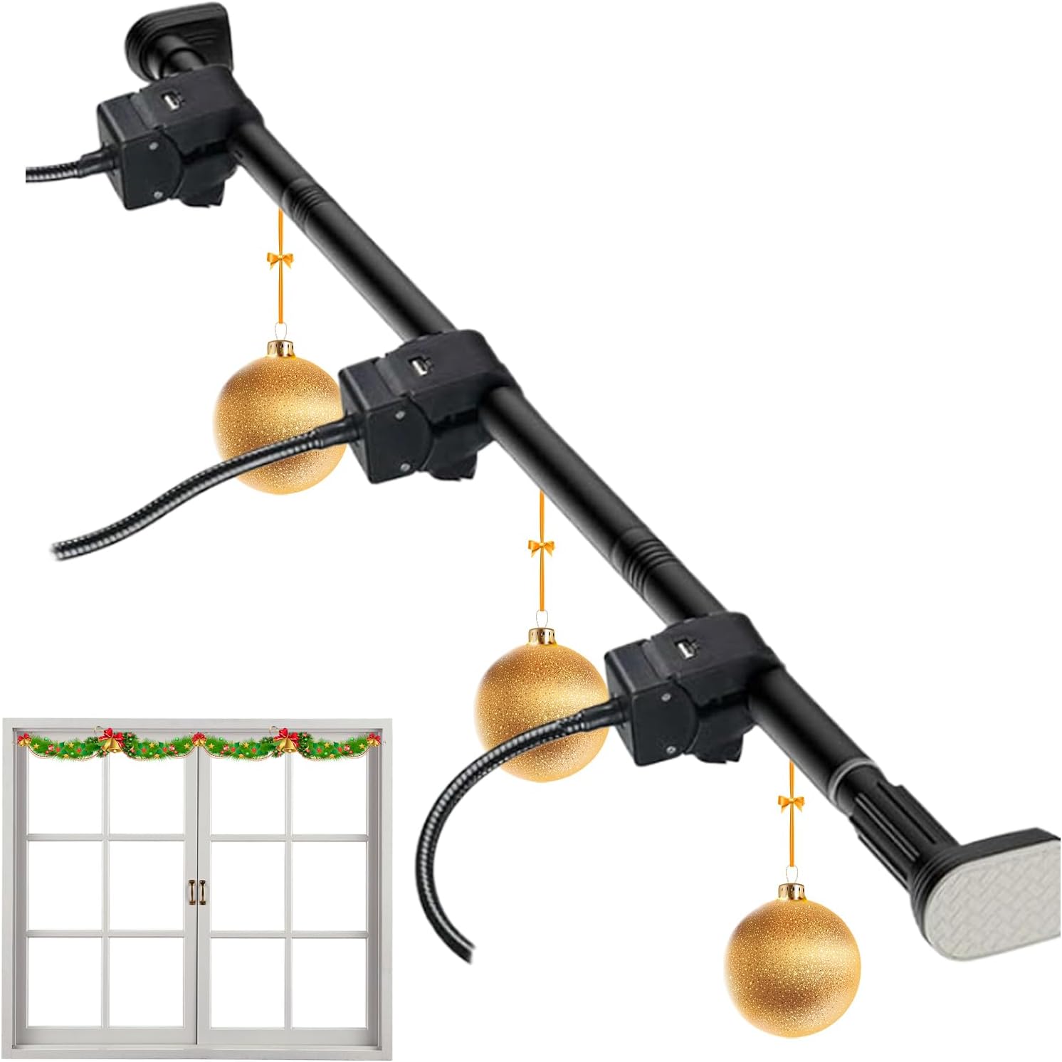 Front Door Garland Hanger Adjustable 80-100cm No Drill Garland Hanger Heavy Duty Garlands Rod for Front Door Christmas Wreath Hook Tension Rod Garlands Holder for Doorway