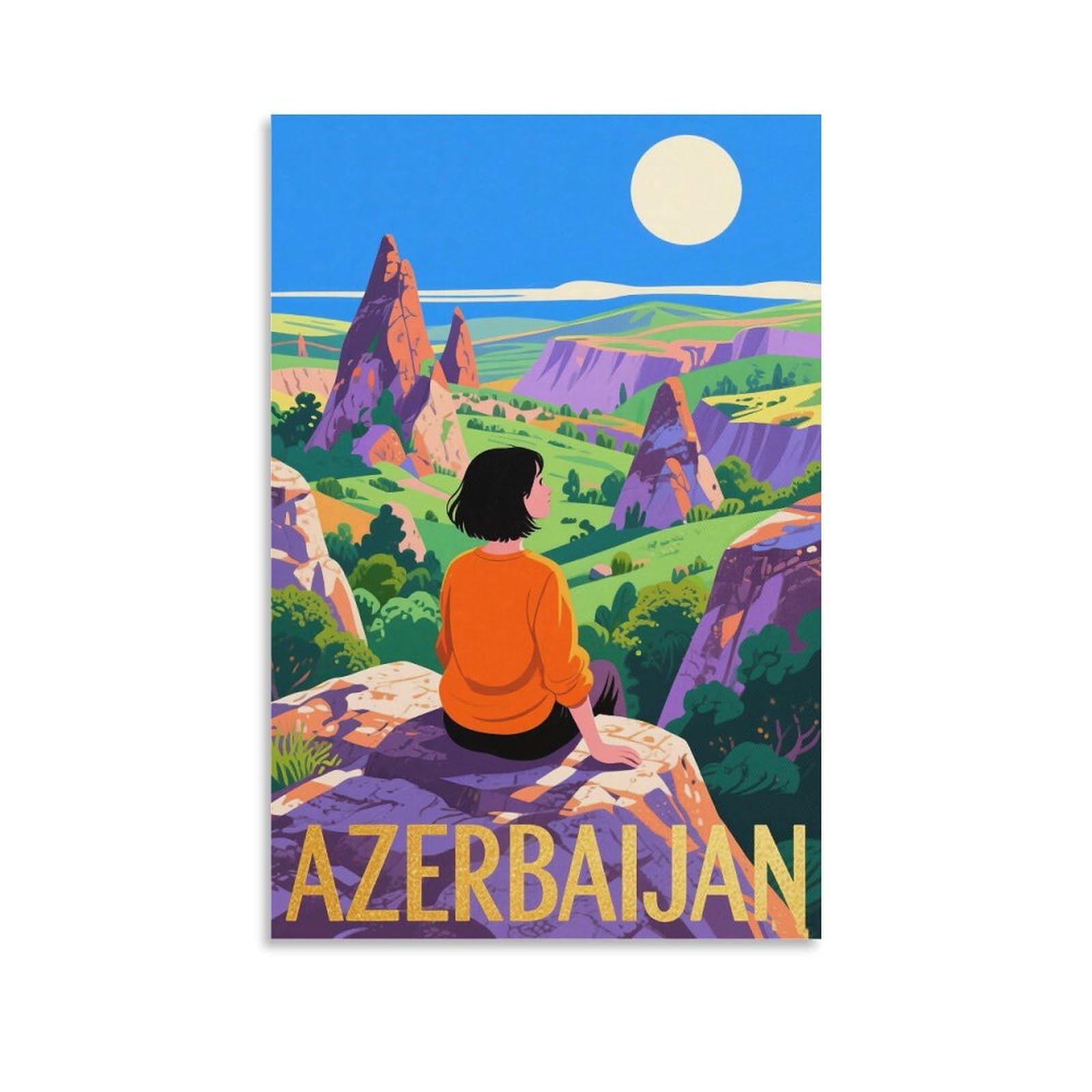 FJIWECWSQ Azerbaijan Vintage Travel Posters 20x30inch(50x75cm) Canvas Wall Art Painting Prints
