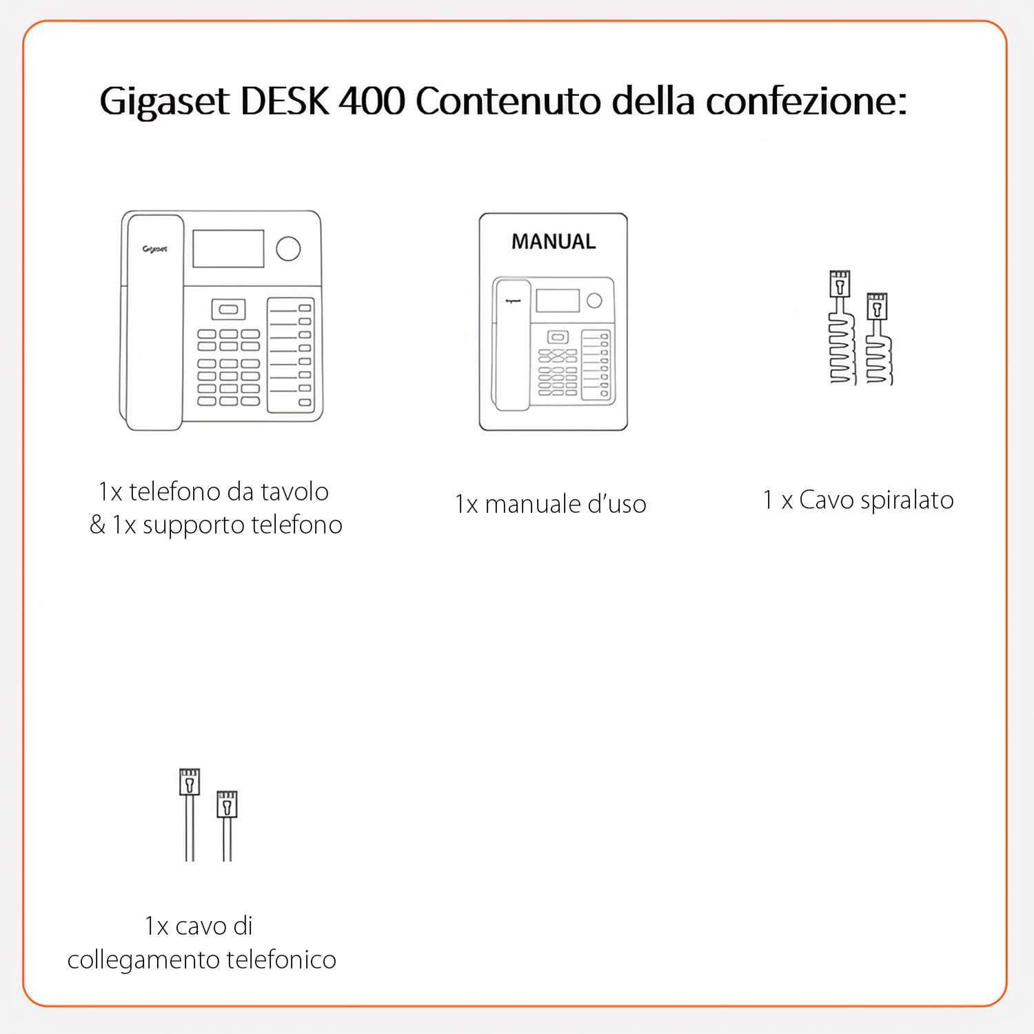 Gigaset DESK 400 - Telefono da tavolo o parete - Telefonare in Modo Semplice - Selezione DTMF o a Impulsi Regolabile, Bianco [Versione Italiana]
