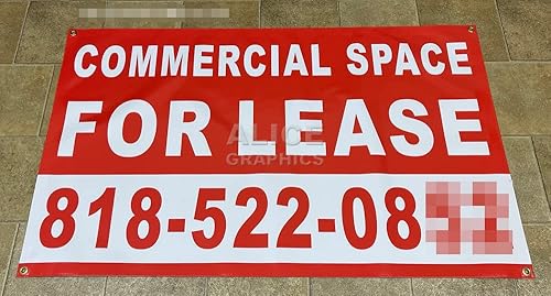 Miniatura 2 de Letrero de espacio comercial impreso personalizado de 28 x 46 pulgadas con tu número de teléfono (diseño #4), cambio de texto existente disponible