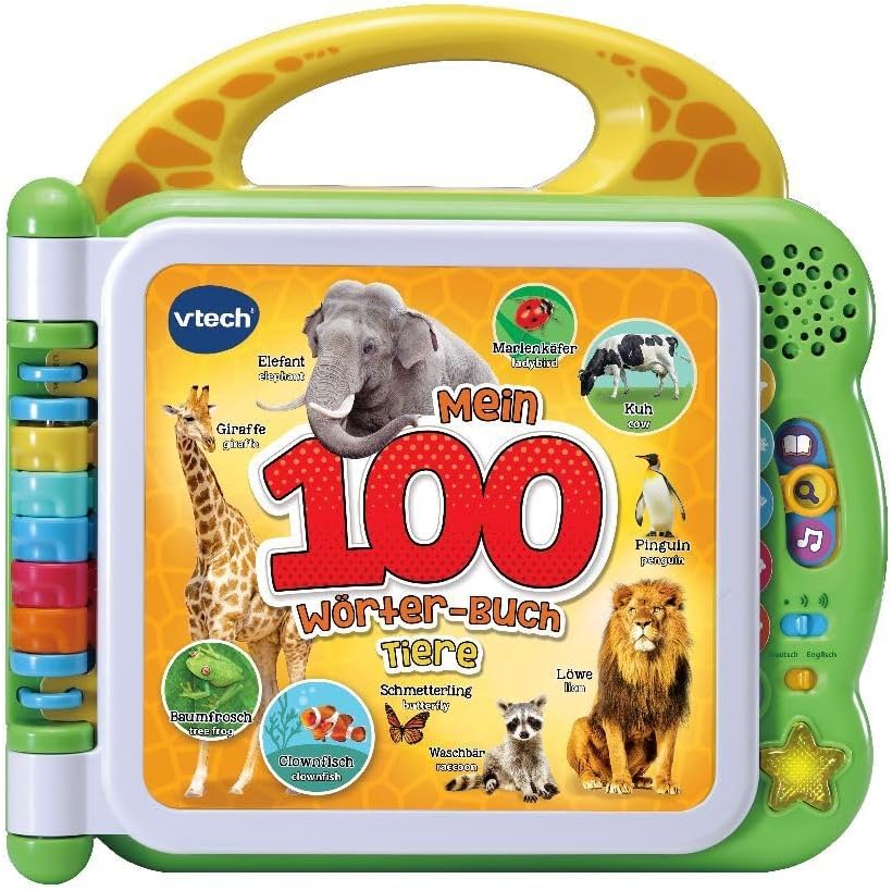 VTech 80-609544 Mein 100-Wörter-Buch: Tiere, Babybücher Bilingual, Englischlernen