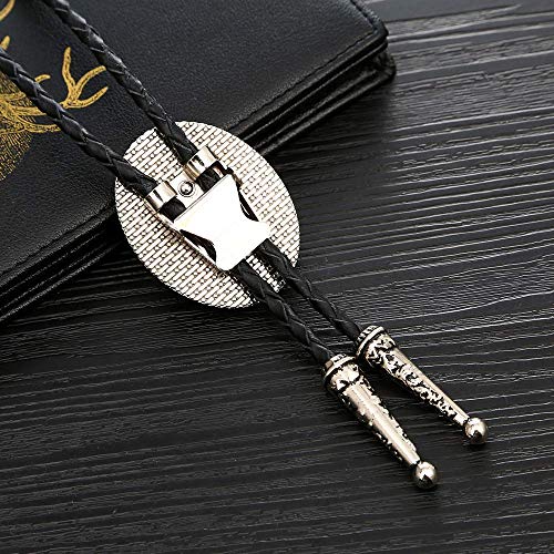 Tochispa Round Tiger Eye Bolo Tie Western Brown Necktiecowboy Alloy Celtic Style Genuine And Cowhide Rope (Oval Shape Tiger Eye Bolo Tie) #TOP2