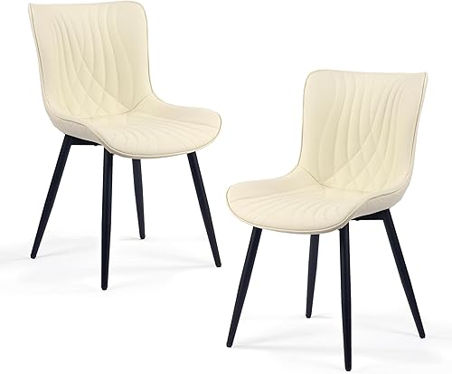 Miniatura 36 de Kidol & Shellder Juego de 2 sillas de comedor negras, tapizadas de piel sintética, modernas de mediados de siglo, sillas de cocina y comedor con