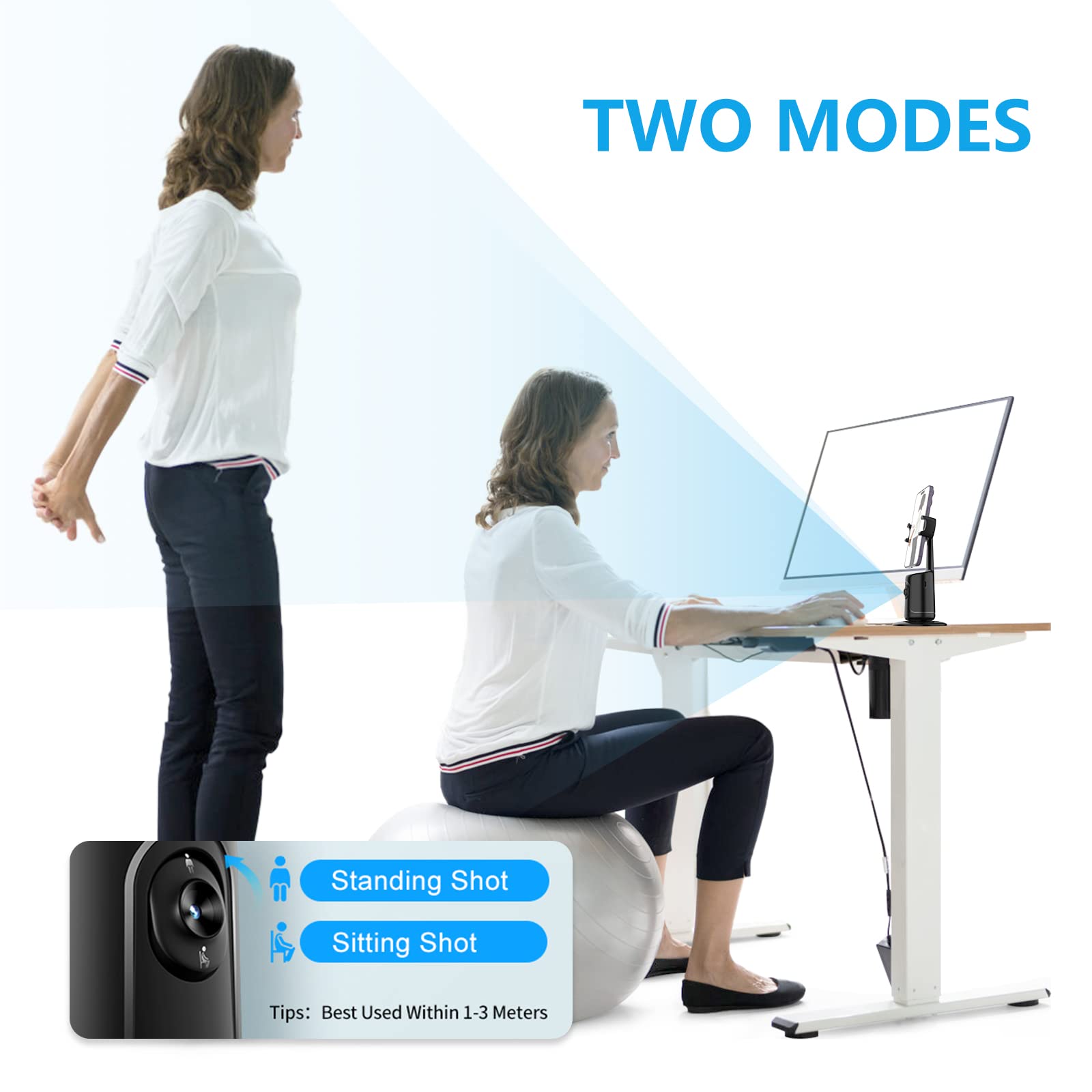 Auto Face Tracking Tripod, No App, 360?? Rotation Face Body Phone Camera Mount 3000mAh Rechargeable Battery Gesture Control, Smart Shooting Holder for Vlog, Streaming, Video, Tiktok- Black