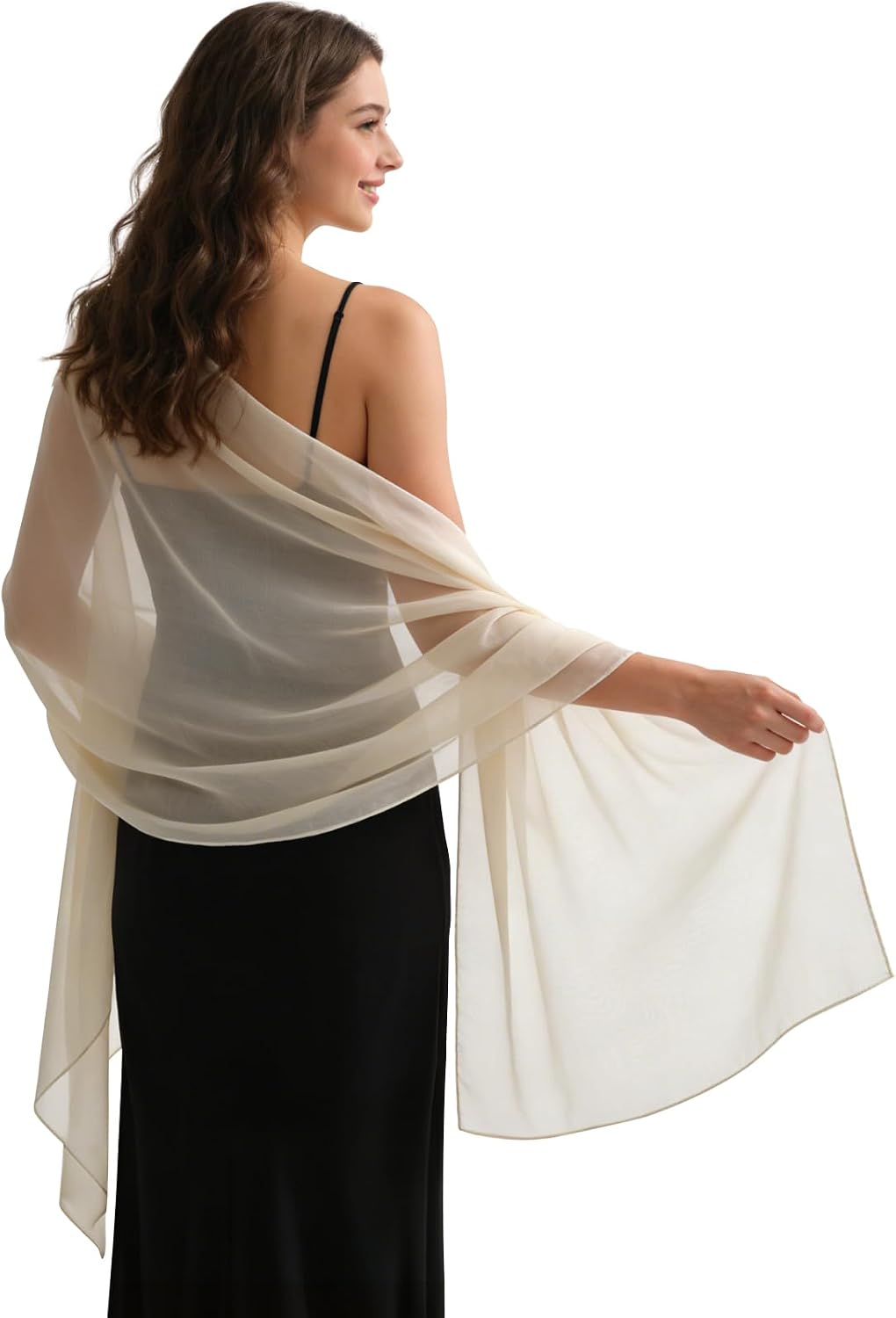 BSRGMS 2pcs Chiffon Shawls and Wraps for Evening Dresses Women Elegant Soft Silky Wraps Wedding Bridal Scarf