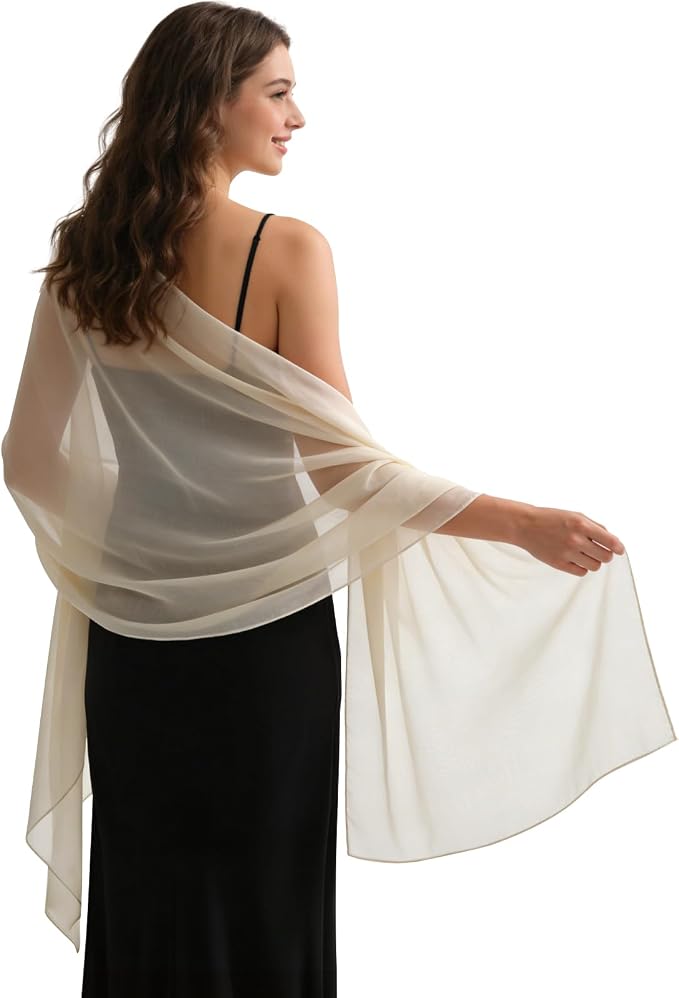 2pcs Chiffon Shawls and Wraps for Evening Dresses Women Elegant Soft Silky Wraps Wedding Bridal Scarf miniatura 2