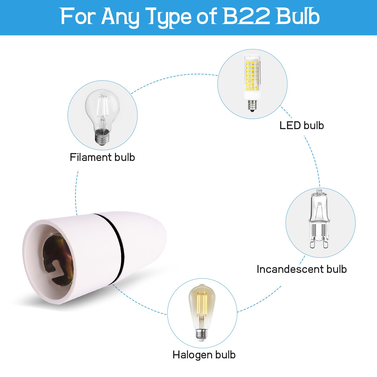 4 Pack B22 Bayonet Pendant Lamp Holder, Light Bulb Socket Lamp Fitting High Temperature Resistance - Image 4